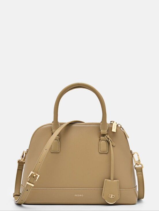 Pedro Handbags - Pedro Beige Leather Dome Satchel